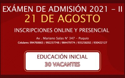 PROCESO DE EXAMEN DE ADMISIÓN 2021-II – IESPPPUQUIO